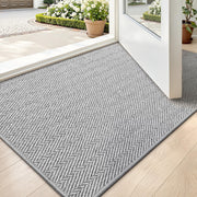 LUMI front view of light gray door mat showing neat entrance benefit