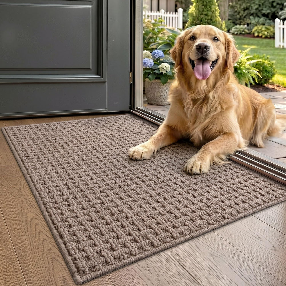 LUMI front view entryway mat showcasing clean, absorbent surface and neutral taupe