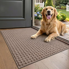 LUMI front view entryway mat showcasing clean, absorbent surface and neutral taupe