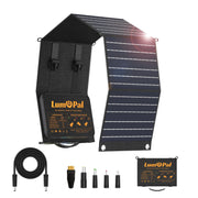 Lumopal 60W front view showing panel layout and portability benefit