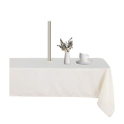 LUSHVIDA front view of beige tablecloth showing full coverage and neat look