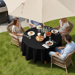 LUSHVIDA umbrella hole and zipper detail for easy installation without removing umbrella