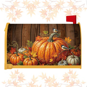 Luvsweets front view of pumpkin mailbox cover showing warm harvest welcome