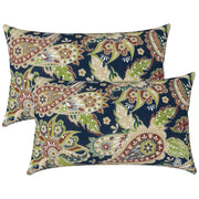 LVTXIII front view of paisley sapphire blue pillows showing vibrant color and pair benefit