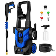 LWQ pressure washer front view showing controls and compact frame, convenient operation