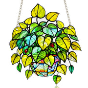 LXTMMRLJQ front view of leaf suncatcher showing vibrant colors and shape