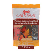 Lyric bag front showing cardinal mix and branding, attracts colorful songbirds