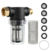 M MINGLE front view of inline garden hose filter showing compact body and threads for protection
