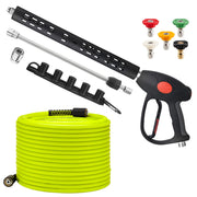 M MINGLE front kit overview showing hose, gun, and five tips for instant setup