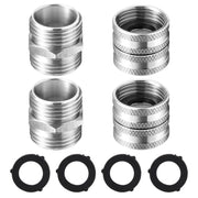 M MINGLE front view of 4-pack stainless steel hose adapters showing contents and labels, durable kit benefit