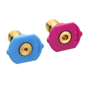 M MINGLE front view of two quick-connect nozzle tips showing compact pack and compatibility benefits