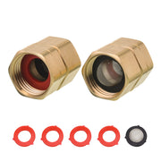M MINGLE front view of two brass adapters showing durability and quick hookup benefit