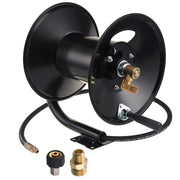 M MINGLE front view of mounted reel showing durable powder-coated frame benefit