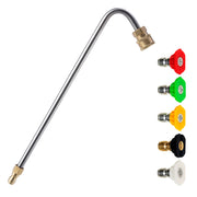 M MINGLE front view of 13-inch gutter wand showing stainless steel shaft and quick connect, improves reach