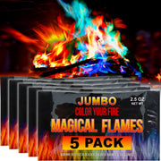 Magical Flames front packaging showing jumbo 5 pack with clear benefit