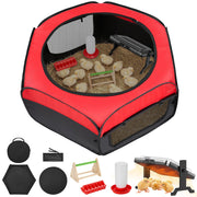 Magicfly brooder box front view showing secure pen and accessories for safe brooding
