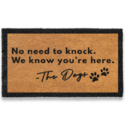 MAINEVENT doormat front view showing clear dog welcome message