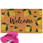 MAINEVENT lemon doormat front view bright welcome and durable coir