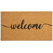 MAINEVENT front view of welcome mat showing scripted greeting and tidy entrance benefit