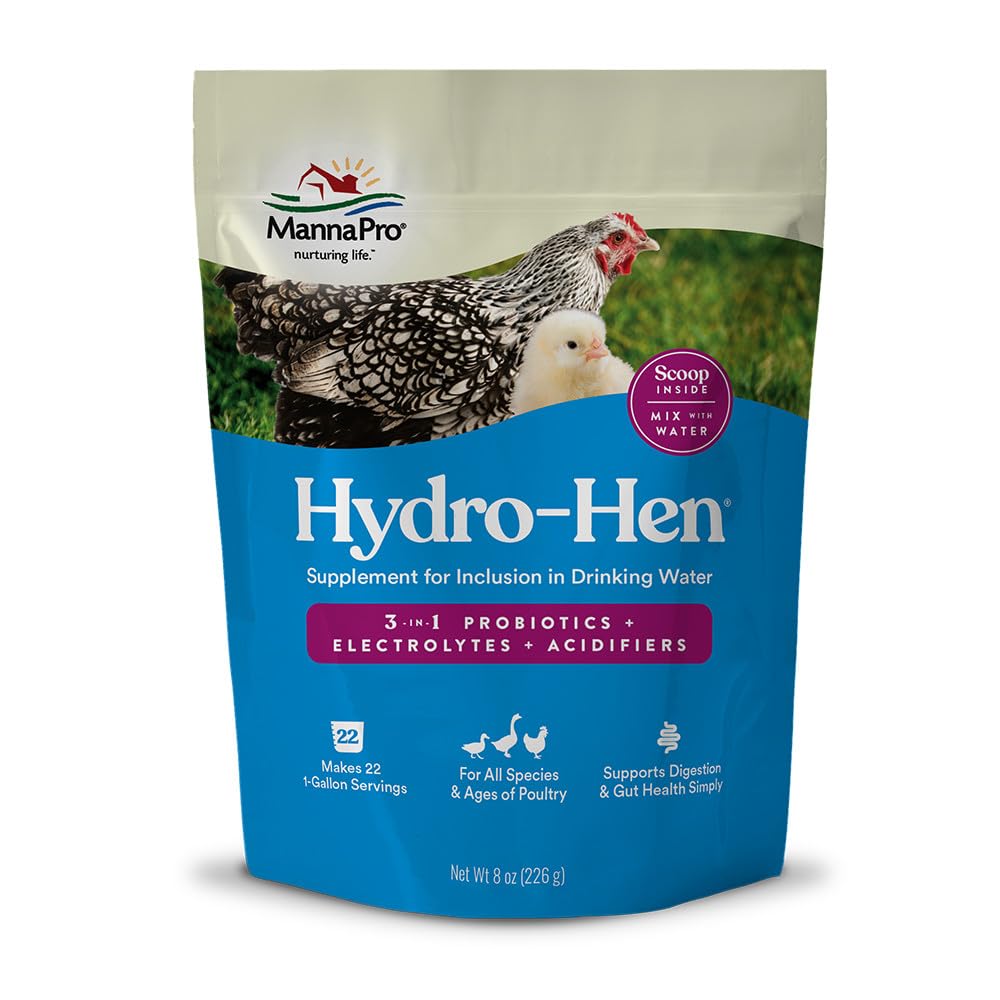 Manna Pro Hydro-Hen front packaging showing product and size for easy identification and storage