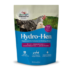 Manna Pro Hydro-Hen front packaging showing product and size for easy identification and storage