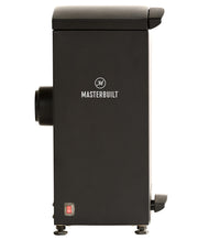Masterbuilt slow smoker front view showing compact design and accessible controls, adds consistent smoke