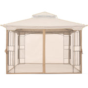 MASTERCANOPY front view of full beige screen enclosure showing protection and visibility