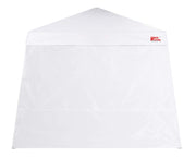 MASTERCANOPY front view of white 10x10 slant leg sidewall showing clean fit and coverage