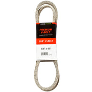 Maxpower front view of 5/8 x 65 belt showing branding and packaging for easy identification