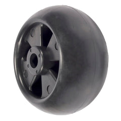 Maxpower deck wheel front view showing dimensions and fit for John Deere, durable replacement