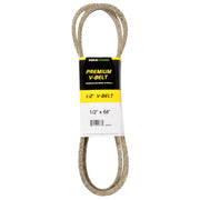 Maxpower 1/2 x 68 V-belt front view showing durable cover and labeling for reliable replacement