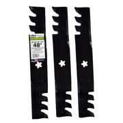 Maxpower front packaging showing three mulching blades and fitment benefit