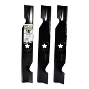 MaxPower front view of three-blade set showing ready-to-install blades and packaging benefit