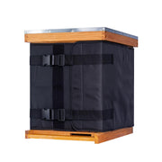 MayBee front view of winter wrap showing fit and durable outer shell