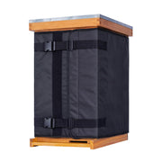 MayBee front view of wrapped hive showing full coverage and weather protection