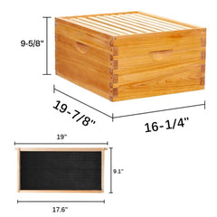 MayBee brood box beside a hand for scale showing compact stackability benefit