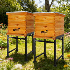 MayBee detail of width adjustment securing 8 and 10 frame hives
