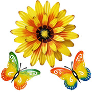 Meduofon front view of three-piece set showing colorful garden impact