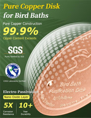 Mellbree disc placed in stone bird bath showing cleaner water benefit