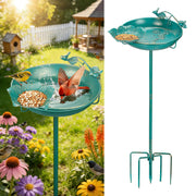 Mellbree front view lake blue birdbath showing full silhouette and elegant finish