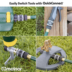 Melnor close-up of connector rubberized grip highlighting comfortable handling and secure hold
