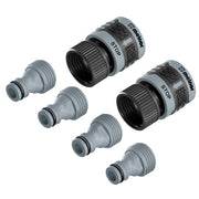 Melnor front packaging showing the 6-piece QuickConnect set and kit contents for fast tool swaps