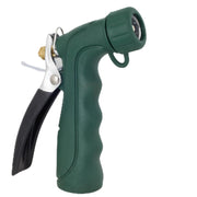 Melnor industrial nozzle front view showing durable metal body and trigger benefit: durability