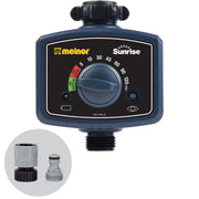 Melnor Sunrise front view showing compact timer and clear controls for easy watering