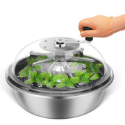 MELONFARM front view showing complete 16-inch bowl trimmer and benefits of contained trimming
