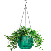Melphoe front view hanging planter showing sleek design and clear reservoir benefit