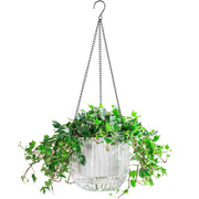 Melphoe front view of hanging planter showing clean lines and clear reservoir