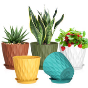Meowell front view of five wave-textured pots showing modern look and versatility