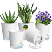 Meowell front view of five white 4-inch planters showing neat display and durability