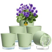 Meowell front view of six green pots showing uniform styling and durability benefits